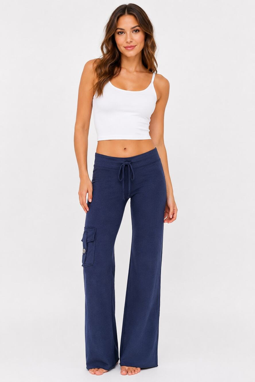 Public Myth Low Rise Eco Pocket Pant Navy Tencel Cargo Yoga Lounge Womens Small